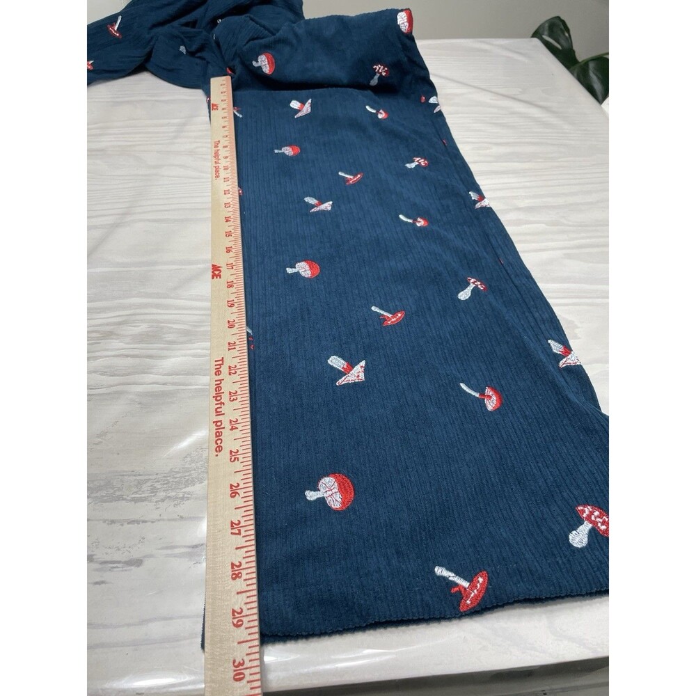 CIDER Blue Corduroy Wide-Leg Jumpsuit Mushroom Embroidered Square Neck Size M - Picture 7 of 10